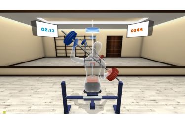 Abatar con pesa grande sujeta por ambos brazos. Acceso a la galería. Abre nueva ventana