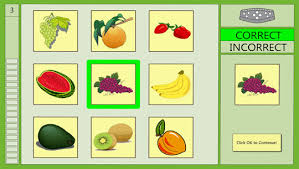 Pantalla en la que aparecen imágenes de frutas para la realización de una tarea. . Acceso a la galería. Abre nueva ventana