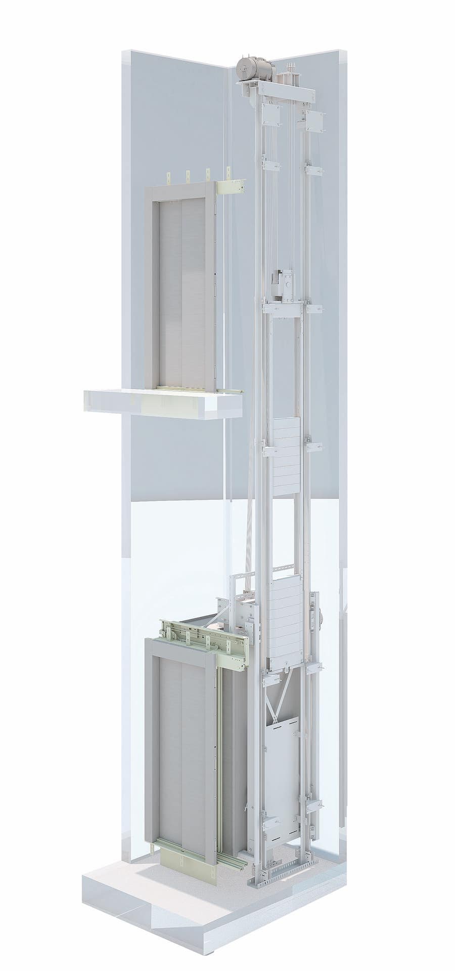 Esquema de ascensor con foso reducido.. Acceso a la galería. Abre nueva ventana