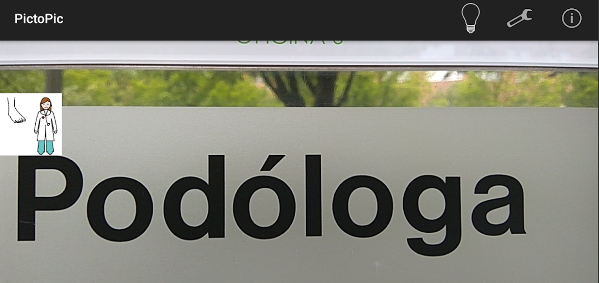Pictograma podóloga sobre la palabra podóloga. Acceso a la galería. Abre nueva ventana